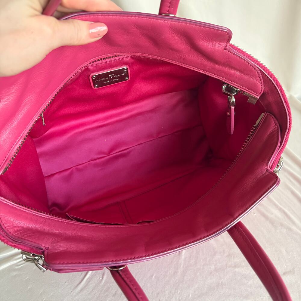 Salvatore Ferragamo Verve Pink Woven Satin Tote - Picture 7 of 16